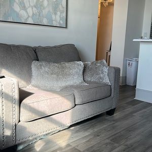 Grey shag pillows. Set of 2. Like new.